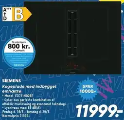 Bilka SIEMENS Kogeplade med indbygget emhætte tilbud