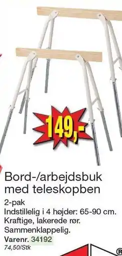 Harald Nyborg Bord-/arbejdsbuk med teleskopben tilbud