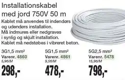 Harald Nyborg Installationskabel med jord 750V 50 m tilbud