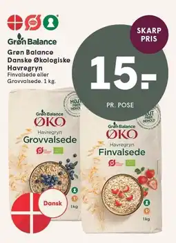SPAR Grøn Balance Danske Økologiske Havregryn tilbud
