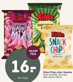 SPAR Kims Chips eller Snacks tilbud