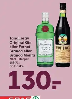 SPAR Tanqueray Original Gin eller Fernet-Branca eller Branca Menta tilbud