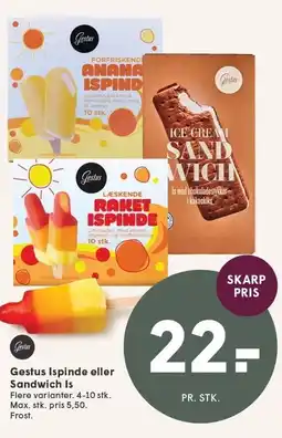 SPAR Gestus Ispinde eller Sandwich Is tilbud