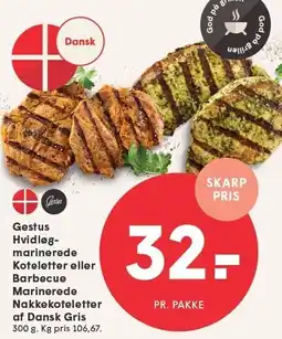 SPAR Gestus Hvidløg-marinerede Koteletter eller Barbecue Marinerede Nakkekoteletter af Dansk Gris tilbud