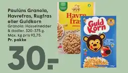SPAR Paulúns Granola, Havrefras, Rugfras eller Guldkorn tilbud
