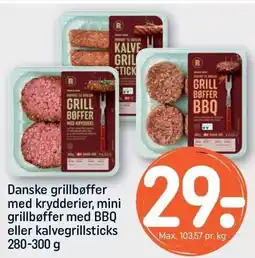 REMA 1000 REMA 1000 Danske grillbøffer med krydderier, mini grillbøffer med BBQ eller kalvegrillsticks tilbud