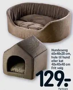 REMA 1000 Hundeseng 60x48x20 cm, hule til hund eller kat 40x40x40 cm tilbud