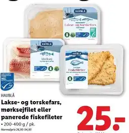 Lidl HAVBLÅ Lakse- og torskefars, mørksejfilet eller panerede fiskefileter tilbud