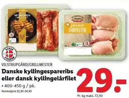 Lidl VILTRUPGÅRD/GRILLMESTER Danske kyllingespareribs eller dansk kyllingelårfilet tilbud