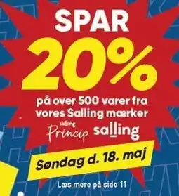 Bilka SPAR 20% på over 500 varer fra vores salling mærker tilbud