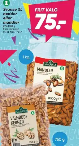 Bilka Svansø nødder eller mandler 425-1000 g tilbud