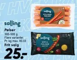Bilka SALLING Pølser tilbud