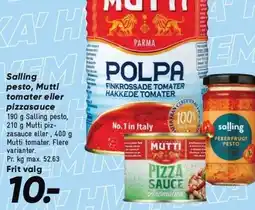 Bilka Salling pesto, Mutti tomater eller pizzasauce tilbud