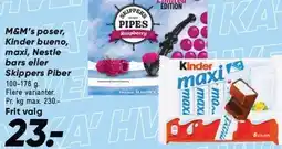 Bilka M&M's poser, Kinder bueno, maxi, Nestle bars eller Skippers Piber tilbud