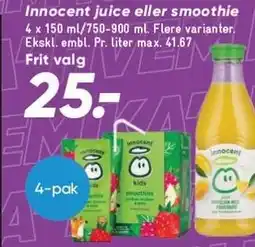 Bilka Innocent juice eller smoothie tilbud