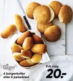 Bilka 4 burgerboller eller 6 pølsebrød tilbud