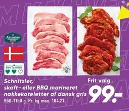 Bilka ANTONIUS Schnitzler, skaft- eller BBQ marineret nakkekoteletter af dansk gris tilbud