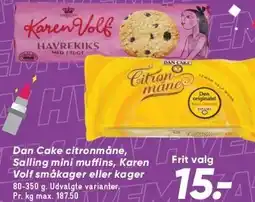 Bilka Dan Cake citronmåne, Salling mini muffins, Karen Volf småkager eller kager tilbud