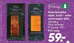Bilka PRINCIP Grønlandske rejer, kold - eller varmrøget laks tilbud
