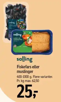 Føtex SALLING Fiskefars eller muslinger tilbud