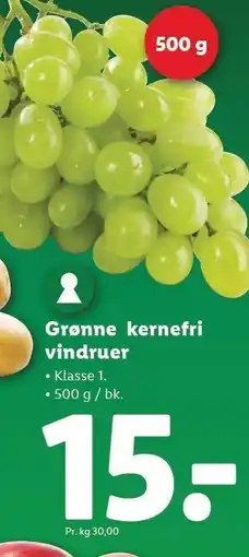 Lidl Grønne kernefri vindruer tilbud