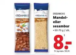 Lidl ERIDANOUS Mandel- eller sesambar tilbud