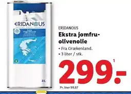Lidl ERIDANOUS Ekstra jomfruolivenolie tilbud