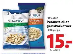 Lidl ERIDANOUS Peanuts eller græskarkerner tilbud