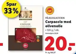 Lidl PÅLÆGSSLAGTEREN Carpaccio med olivenolie tilbud