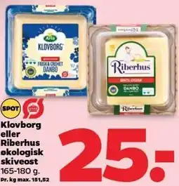 Netto Klovborg eller Riberhus økologisk skiveost tilbud
