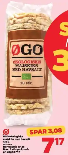 Netto ØGO økologiske majskiks med havsalt tilbud
