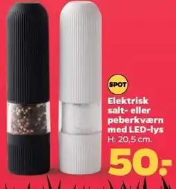 Netto Elektrisk salt- eller peberkværn med LED-lys tilbud