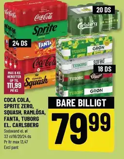 Løvbjerg COCA COLA, SPRITE ZERO, SQUASH, RAMLÖSA, FANTA, TUBORG EL. CARLSBERG tilbud