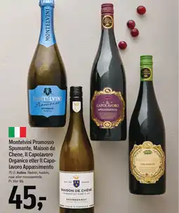 Føtex Montelvini Promosso Spumante, Maison de Chene, Il Capolavoro Organico eller Il Capo- lavoro Appassimento tilbud