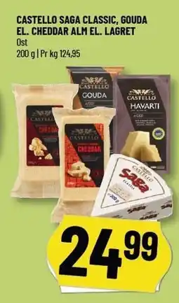 Løvbjerg CASTELLO SAGA CLASSIC, GOUDA EL. CHEDDAR 200 G tilbud