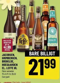 Løvbjerg JACOBSEN, GIRMBERGEN, BROKILDE, HOEGAARDEN EL. LEFFE ØL tilbud