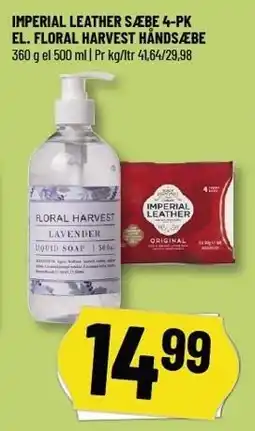 Løvbjerg IMPERIAL LEATHER SÆBE 4-PK EL. FLORAL HARVEST HÅNDSÆBE tilbud