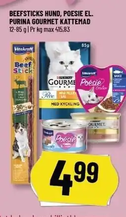 Løvbjerg BEEFSTICKS HUND, POESIE EL. PURINA GOURMET KATTEMAD tilbud