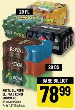 Løvbjerg ROYAL ØL, PEPSI EL. FAXE KONDI SODAVAND tilbud