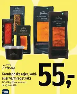 Føtex SALLING PRINCIP Grønlandske rejer, kold - eller varmrøget laks tilbud