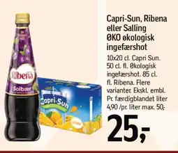 Føtex CAPRI-SUN, RIBENA eller Salling OKO økologisk ingefærshot tilbud