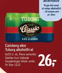 Føtex Carlsberg eller Tuborg alkoholfri øl tilbud