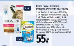 Føtex Cesar, Crave, Dreamies, Pedigree, Perfect fit eller Sheba tilbud