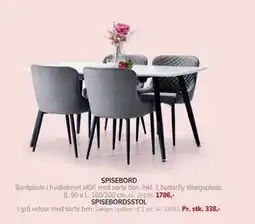 Daells Bolighus SPISEBORDSSTOL i grå velour med sorte ben tilbud