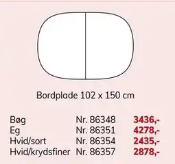 Daells Bolighus Bordplade 102 x 150 cm tilbud