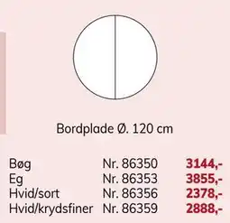 Daells Bolighus Bordplade Ø. 120 cm tilbud