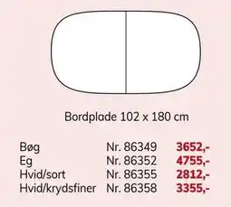 Daells Bolighus Bordplade 102 x 180 cm tilbud