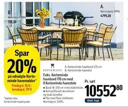 Føtex Kerteminde havebord 170 cm med 8 Kerteminde havestole tilbud