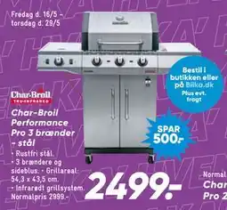 Bilka Char-Broil Performance Pro 3 brænder - stål tilbud