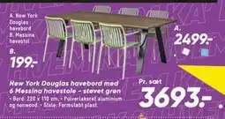 Bilka New York Douglas havebord med 6 Messina havestole - støvet grøn tilbud